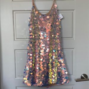 Vylette Frost Pink Iridescent Pailette Sequin Slip Dress S Taylor Swift Lover